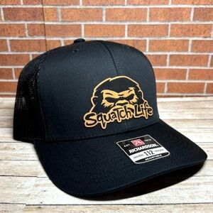 Richardson 112 Squatch Life Bigfoot Leatherette Patch Trucker Hat - Black